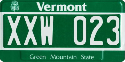 VT license plate XXW023