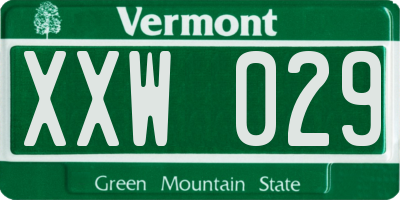 VT license plate XXW029