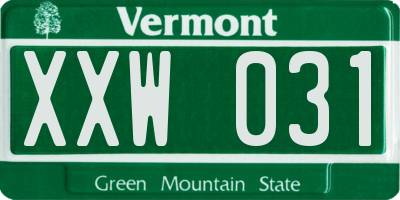 VT license plate XXW031