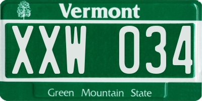 VT license plate XXW034
