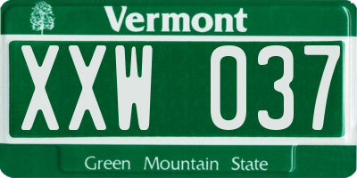 VT license plate XXW037