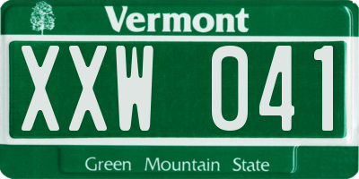 VT license plate XXW041