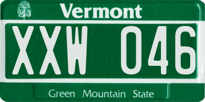 VT license plate XXW046