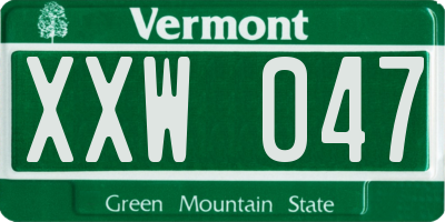VT license plate XXW047