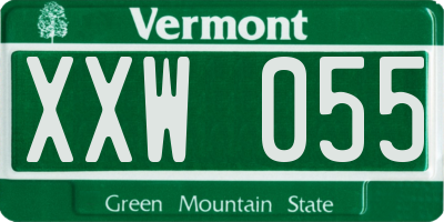 VT license plate XXW055