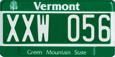 VT license plate XXW056