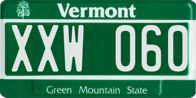 VT license plate XXW060