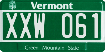 VT license plate XXW061