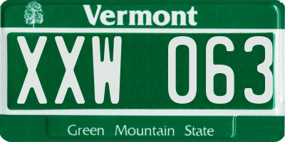 VT license plate XXW063