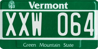 VT license plate XXW064