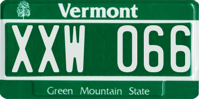 VT license plate XXW066