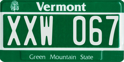 VT license plate XXW067