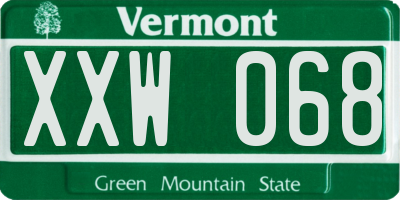 VT license plate XXW068