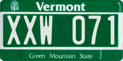 VT license plate XXW071