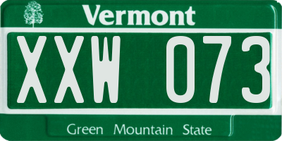 VT license plate XXW073