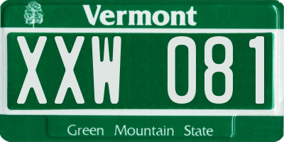 VT license plate XXW081