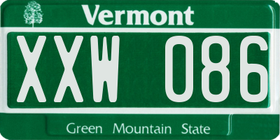 VT license plate XXW086