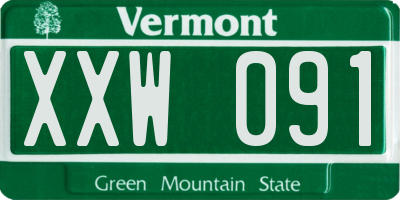 VT license plate XXW091