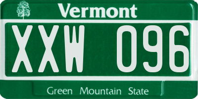 VT license plate XXW096