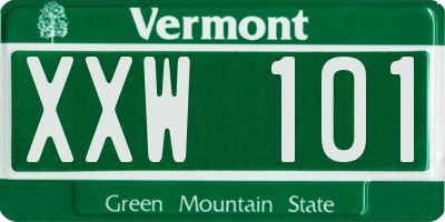 VT license plate XXW101