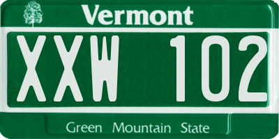 VT license plate XXW102