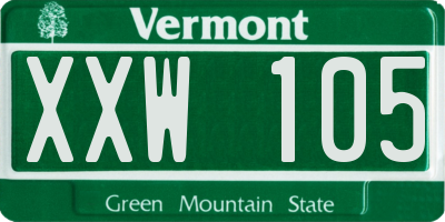 VT license plate XXW105