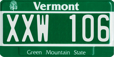 VT license plate XXW106