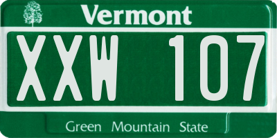 VT license plate XXW107