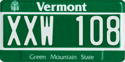 VT license plate XXW108