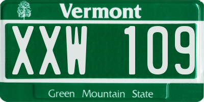 VT license plate XXW109