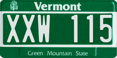 VT license plate XXW115