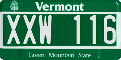 VT license plate XXW116