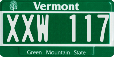 VT license plate XXW117