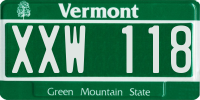 VT license plate XXW118