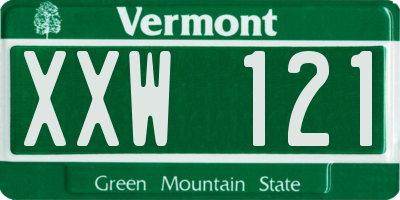 VT license plate XXW121