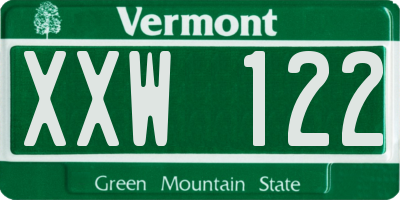 VT license plate XXW122