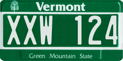 VT license plate XXW124
