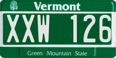 VT license plate XXW126