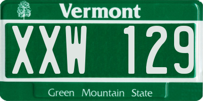 VT license plate XXW129