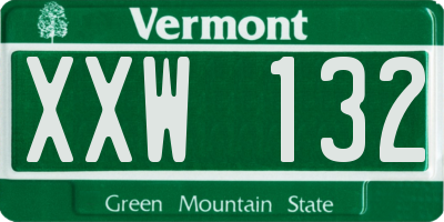 VT license plate XXW132