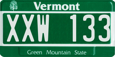 VT license plate XXW133