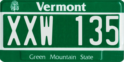 VT license plate XXW135