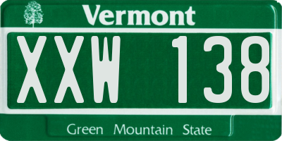VT license plate XXW138