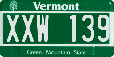 VT license plate XXW139