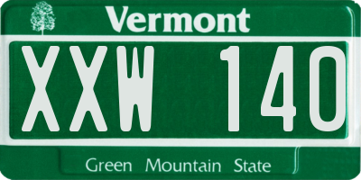 VT license plate XXW140