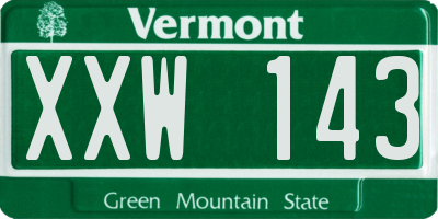 VT license plate XXW143