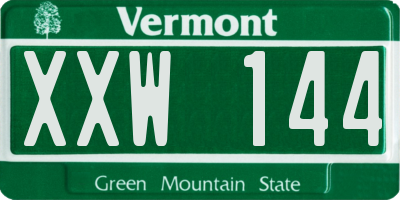 VT license plate XXW144