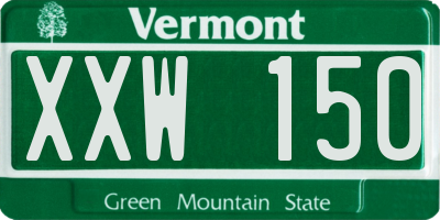 VT license plate XXW150