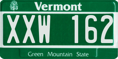 VT license plate XXW162