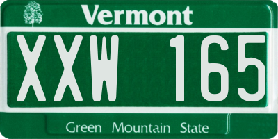 VT license plate XXW165